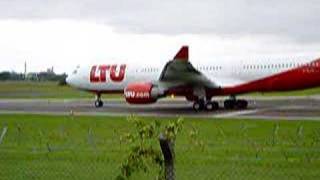 Takeoff in Berlin Tempelhof THF mit LTU A330200 DALPD [upl. by Weitzman]