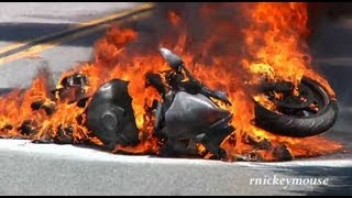 Motorcycle Crash amp Burn on Mulholland [upl. by Clausen]