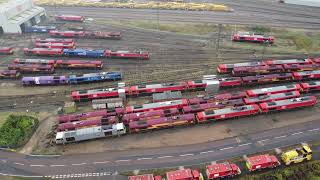 A flying visit to Toton DB depot 7924 Drone footage LOCOS GALORE Red sheds amp Dead sheds🚁☠️🚂 [upl. by Mckay]