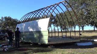 Build process of a 14 x 20 DIY Arched Cabin LLC Tiny House Kit [upl. by Nyliac]