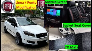 Fiat Linea Modification Bucket Seat Cover  7D Mats Ambiance Lighting  Car Modification In Budget [upl. by Annelak]