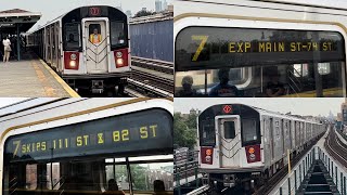 NYCT Subway R188 7  7X Train Action at 82nd Street  Jackson Heights and Junction Blvd [upl. by Lokin]