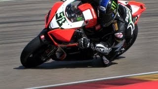 Eugene Laverty Aprilia RSV 4 R Motorland Aragon SBK Track Test Day [upl. by Westney]