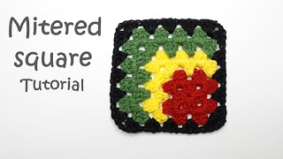 Crochet Granny Square Mitered Design Tutorial [upl. by Obola]