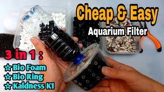 Best filter for fish tank  Aerator biofoam filter with kaldness K1 DIY  part 11 [upl. by Tepper]