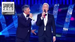 Sanremo 2018  Il duetto di Fiorello e Claudio Baglioni [upl. by Ardnasirhc]