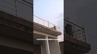 Steel and glass balcony railing design msfabricationwork mahalaxmisteelsupport short [upl. by Ultan867]