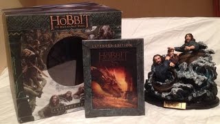 The Hobbit The Desolation of Smaug Extended Edition 3D BluRay Box Set w Barrel Statue Unboxing [upl. by Alletneuq]