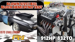 912HP Blown 572ci Big Block Hemi Dyno Testing for Jays 70 Challenger at Prestige Motorsports [upl. by Marjy]