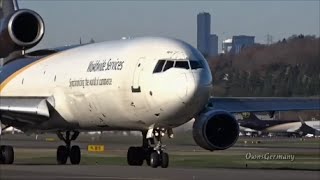 Ex Japan Airlines MD11 now UPS MD11F Rockets Out of Seattle  KBFI Boeing Field [upl. by Haag]