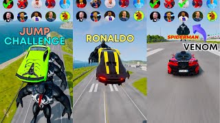 🚘CR7 vs Messi vs SpiderMan vs Venom Characters 2 beamngdrive football marvel  Beam Arena [upl. by Keyte]