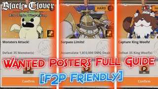 Black Clover Mobile Rise Of The Wizard King  Wanted Posters Full Guide UpToDate amp F2P Friendly [upl. by Gnol]