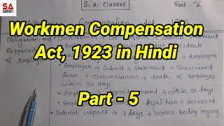 Workmen Compensation Act 1923 in Hindi  Part 5  By CS Shalini Agarwal  Employee Compensation Act [upl. by Anenahs]