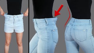 How to downsize the waist of jeans in the simplest way Quick no sew hacks [upl. by Hayse323]