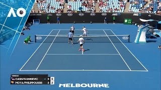 Legends CashIvanisevic and MoyaPhilippoussis play tennis soccer  Australian Open 2017 [upl. by Eeluj]