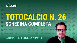 Schedina Totocalcio N 26 con 3 Jackpot Pronostici Tutte le Partite [upl. by Anivel598]