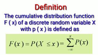 Cumulative distribution function  cdf   Discrete case [upl. by Siraval]