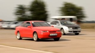 Opel Calibra 20 vs Skoda Octavia 18T vs Golf 2 16V drag racing [upl. by Bethena303]