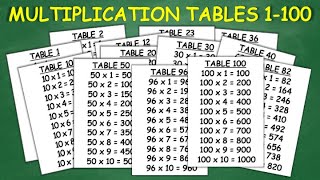 Multiplication Tables 1 to 100 [upl. by Chavey]