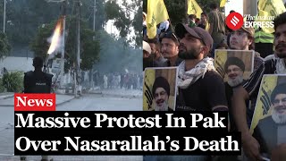 Pakistan Protest Against Israel Karachi Protests Turn Violent After Hassan Nasrallah’s Killing [upl. by Chappy309]