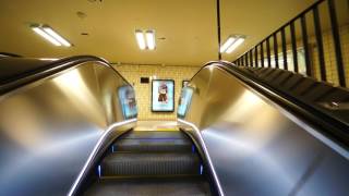 Sweden Stockholm Skanstull Subway Station UBahn escalator ride up to street level [upl. by Einohpets]