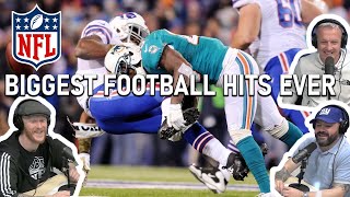 British Blokes React to NFL  Biggest Football Hits Ever REACTION [upl. by Asyl106]