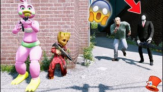 CAN FLOWER CHICA amp BABY GROOT HIDE FROM SLENDER MAN amp JASON GTA 5 Mods FNAF RedHatter [upl. by Eustasius]