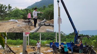 build a wall for the balcony and help Hue erect the pigsty pillars [upl. by Annahtur]