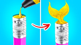 3D PEN VS GLUE GUN  Fantastic Hot Glue And 3D Pen Crafts And DIY Art Hacks By 123 GO Like [upl. by Tobie915]