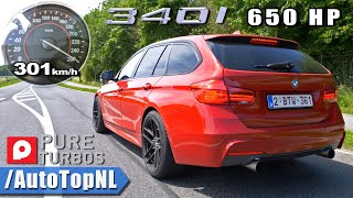 650HP BMW 340i F31 Pure Turbos CRAZY 0300 Sound POV on Autobahn [upl. by Ardnasak]