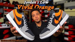 Air Jordan 1 Low Vivid Orange  Review amp On Feet  Lace Swap [upl. by Eiznyl27]