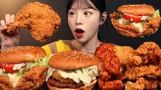 SUB한입만 실패미친 크기의 슈퍼싸이버거 먹방🍔맘스터치 후라이드 통다리 빅싸이치킨 새우불고기버거까지 꿀조합 리얼사운드 Burger Mukbang Asmr [upl. by Niamrej]