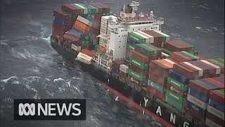 83 shipping containers fall from cargo ship off Australias east coast  ABC News [upl. by Kcired]