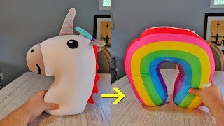 Unicorn Pillow Converts Into a Rainbow Neck Pillow [upl. by Annatnas]