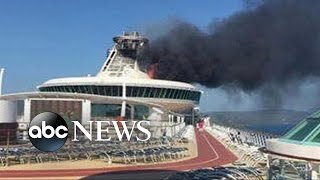 Burning Cruise Ship Arrives Into Jamaican Port [upl. by Adaner]