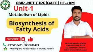 Metabolism of Lipids  Biosynthesis of Fatty acids  L21 [upl. by Stasny137]