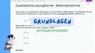 Grundlagen der Mathematik  quadratische Lösungsformel  Mitternachtsformel [upl. by Glendon]