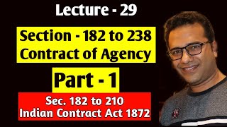 Lecture29 Contract of Agency Principal and Agent Section 182 to 238 Part  1 Sec 182 to 210 [upl. by Nivlen]