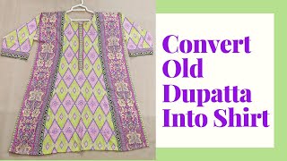 Convert Old Dupatta Into Kurti  Reuse Old Dupatta  parsastitchinghouse [upl. by Ynaffital]