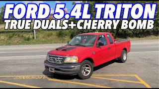 1999 Ford F 150 54L Triton V8 w True Dual Exhaust amp Cherry Bomb Glass Packs [upl. by Enyal]