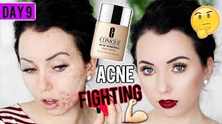 CLINIQUE ACNE SOLUTIONS FOUNDATION First Impression Review amp Demo 15 DAYS OF FOUNDATION [upl. by Meldon]