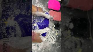 Blue cornstarch paste with crunchy reforms 💙… asmrcommunity gymchalksounds relax viralshorts [upl. by Vial416]