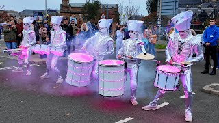 Spark LED drummers street theatre drumming show at 2024 Paisley Halloween Festival in Scotland [upl. by Grinnell]