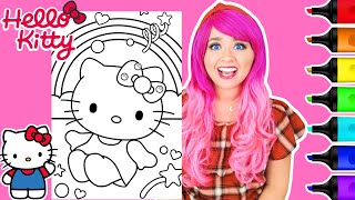 Coloring Hello Kitty Rainbow Swirls Coloring Page  Ohuhu Art Markers [upl. by Ardien946]