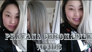 HOW TO Blonde to Silver Hair Pravana Chromasilk Vivids Silver First Impressions  DIY NINJA [upl. by Leugar]