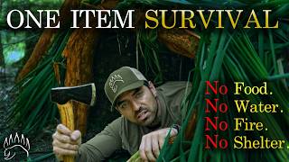 SOLO SURVIVAL with ONLY A HATCHET  Multiple Shelters Catch  Cook Primitive Bushcraft [upl. by Korwin]