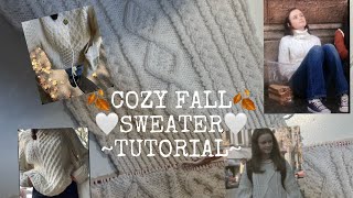 Knitting a cable knit sweater🤍🍂 part 1 •TUTORIAL• [upl. by Psyche496]