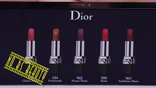 Dior Rouge Dior Mini Lipstick Set Review and Full Swatches [upl. by Arriek]