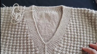 Knitting VNeck sui se border bind off Part2 [upl. by Goldstein795]