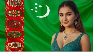 National Anthem of Turkmenistan AI Turkmen Girls Lookbook Civil and Military dress [upl. by Ecnarrot]